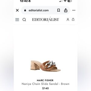 Marc Fisher Brown Chain Slide Sandal